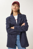 Koyu Lacivert Premium Süet Blazer Ceket FN03443