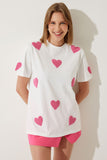Beyaz Dokulu Kalpli Oversize Örme T-Shirt CR00433