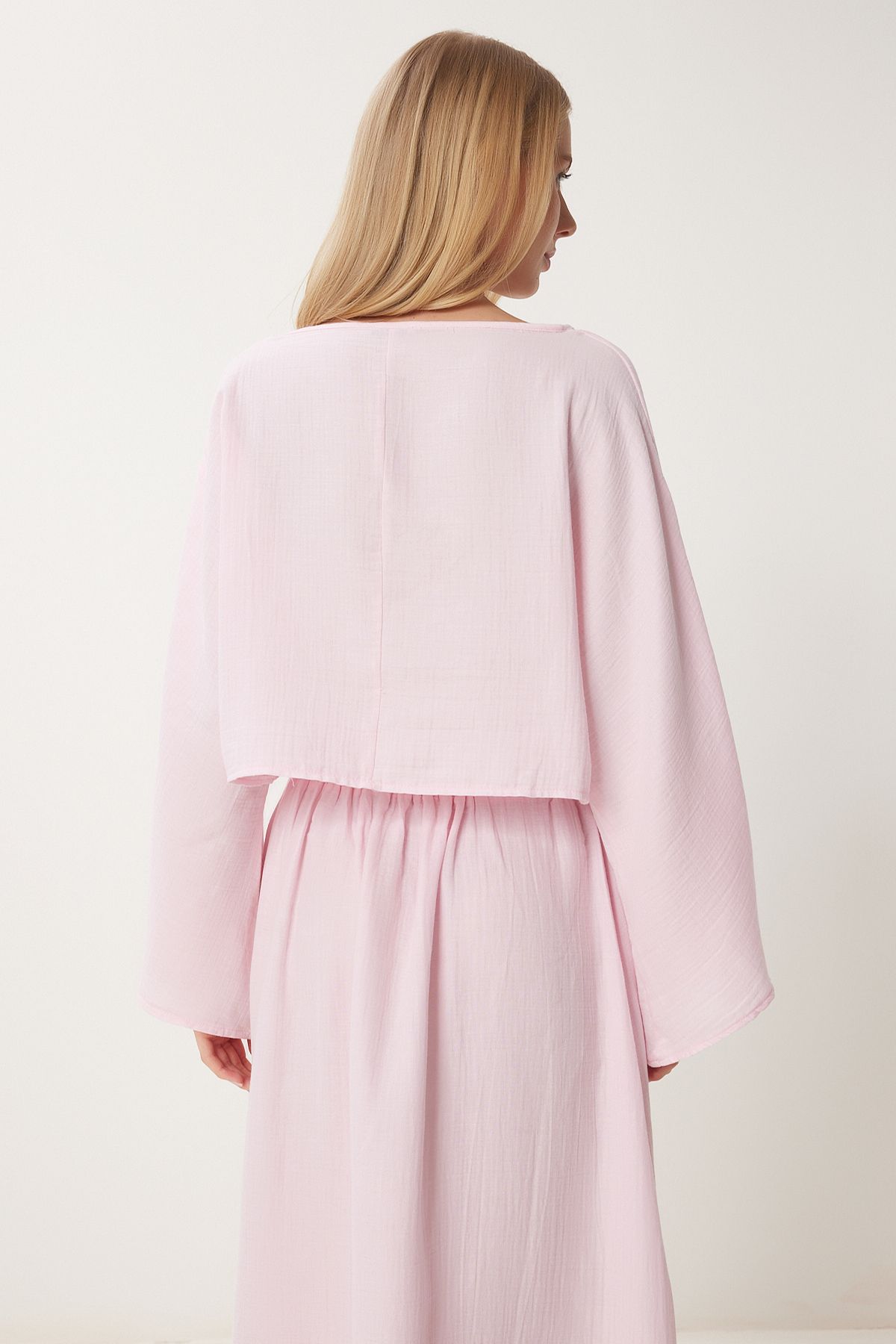 Pembe Müslin Bluz Etek Takım RV00206