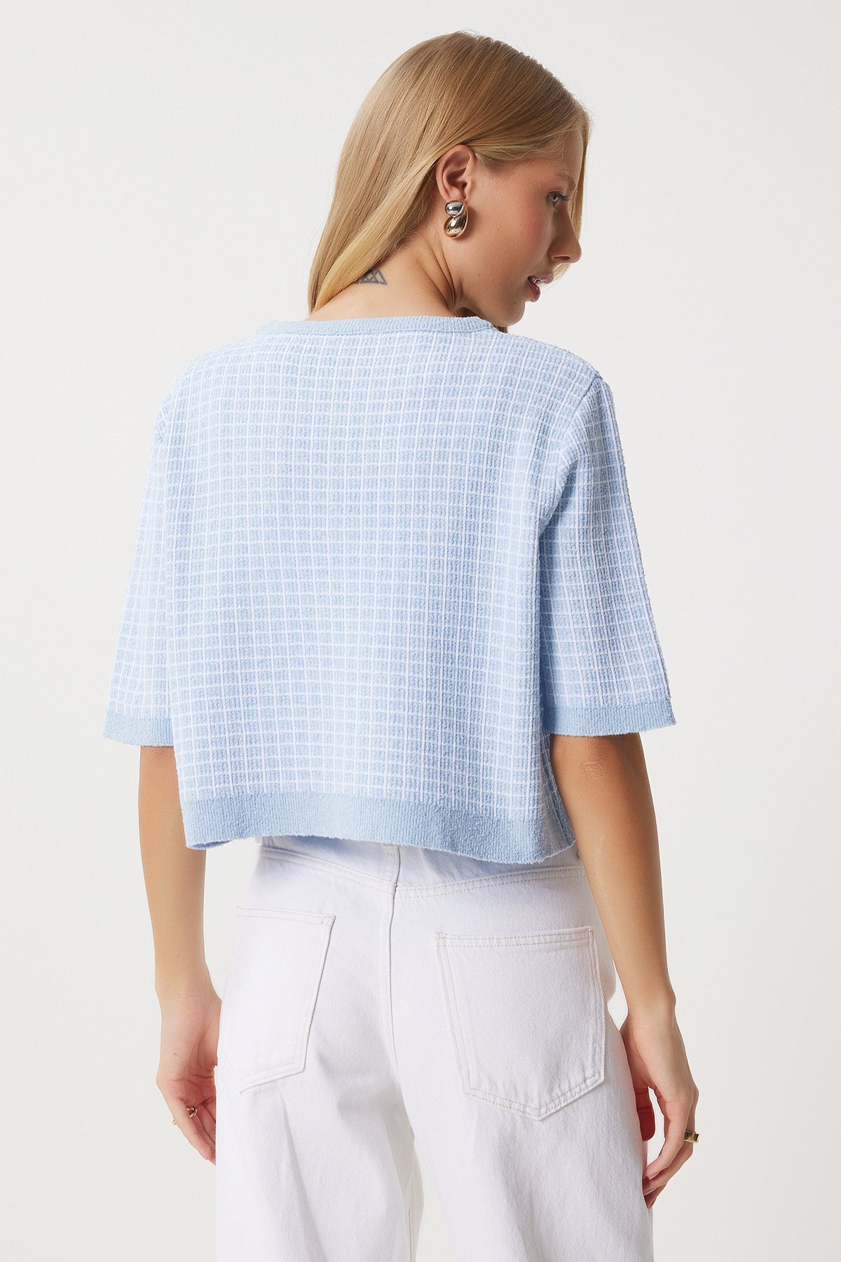 Bebe Mavi Triko Crop Hırka Takım PF00093