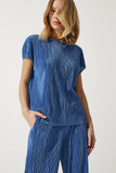 Lacivert Piliseli Rahat Bluz Pantolon Takım MC00283