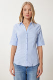 Gök Mavi Pensli Basic Poplin Gömlek WF00095