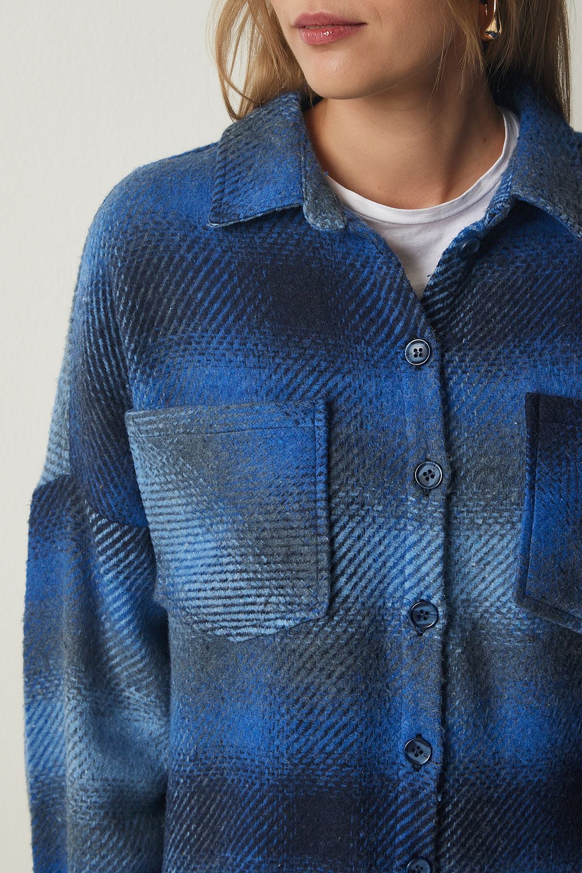 Mavi Oduncu Oversize Kaşe Gömlek Ceket TU00035