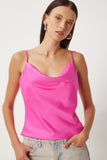 Pembe Saten Yüzeyli Degaje Yaka Dokuma Bluz  FN03354