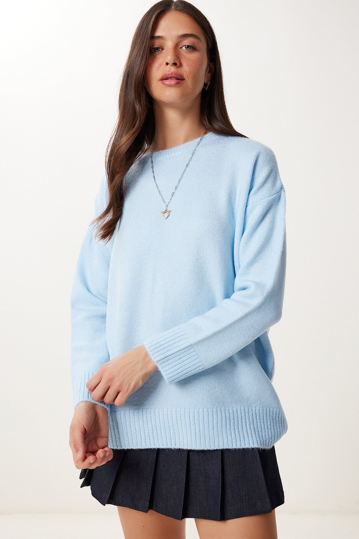 Gök Mavi Oversize Triko Kazak PN00054