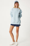 Gök Mavi Nakışlı Armalı Şardonlu Oversize Sweatshirt NJ00160