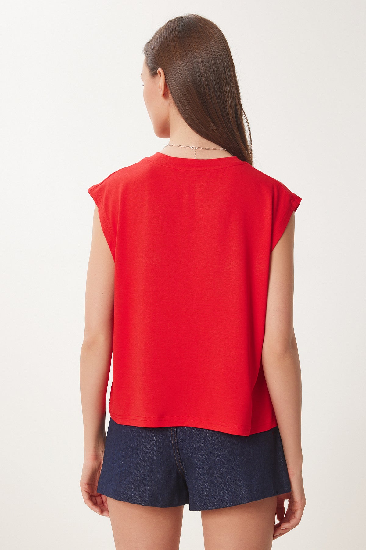 Kırmızı Basic Örme T-Shirt EN00643