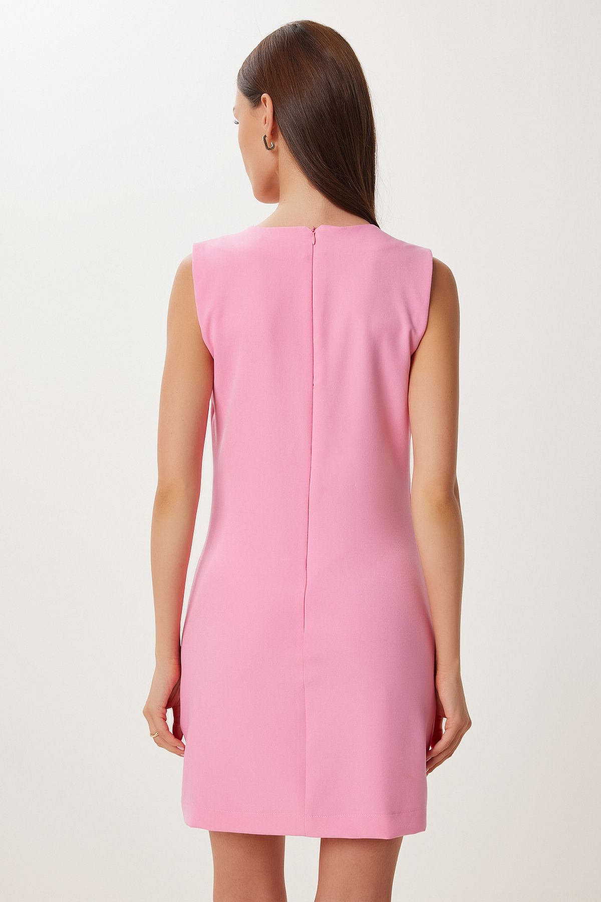 Pembe Gold Aksesuarlı Mini Dokuma Elbise RG00075