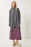 Füme Yandan Yırtmaçlı Oversize Panço Kazak YY00005