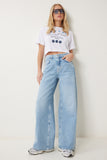 Mavi Yüksek Bel Geniş Paça Jeans UT00028