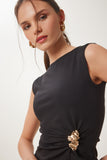 Siyah Gold Tokalı Sandy Örme Bluz KH00098