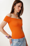 Oranj Kayık Yaka Yazlık Triko Bluz NS00417