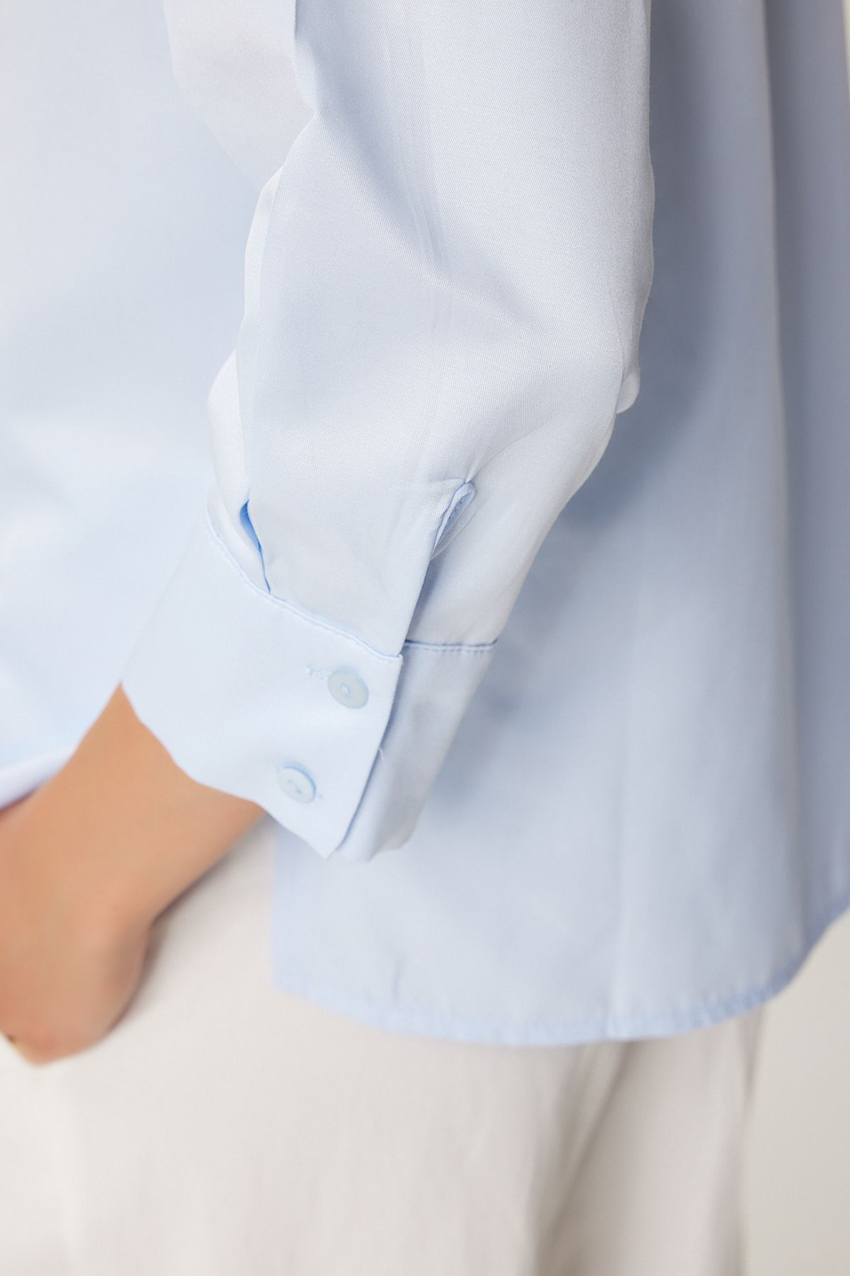 Gök Mavi Oversize Basic Gömlek  FN03260