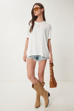 Beyaz Basic Örme T-Shirt EN00642