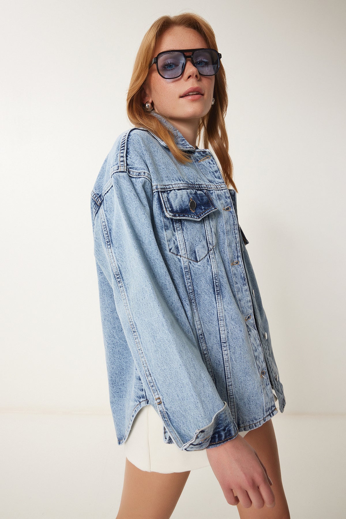 Açık Mavi Boyfriend Denim Ceket RI00008