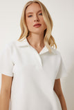 Kemik Polo Yaka Pike Örme Mini Elbise DP00253