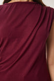 Bordo Büzgülü Örme Bluz ZV00283