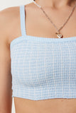 Gök Mavi Askılı Esnek Yazlık Triko Crop Bluz NS00436