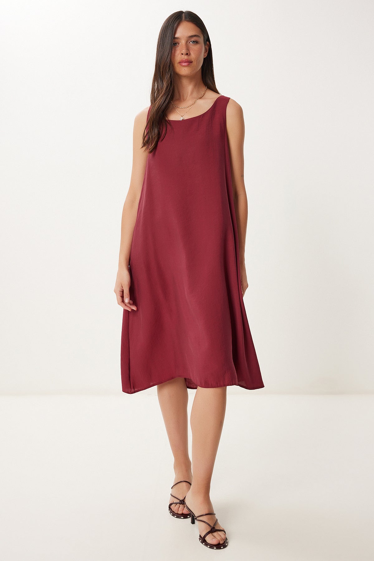 Bordo Kolsuz Basic Modal Elbise PB00050