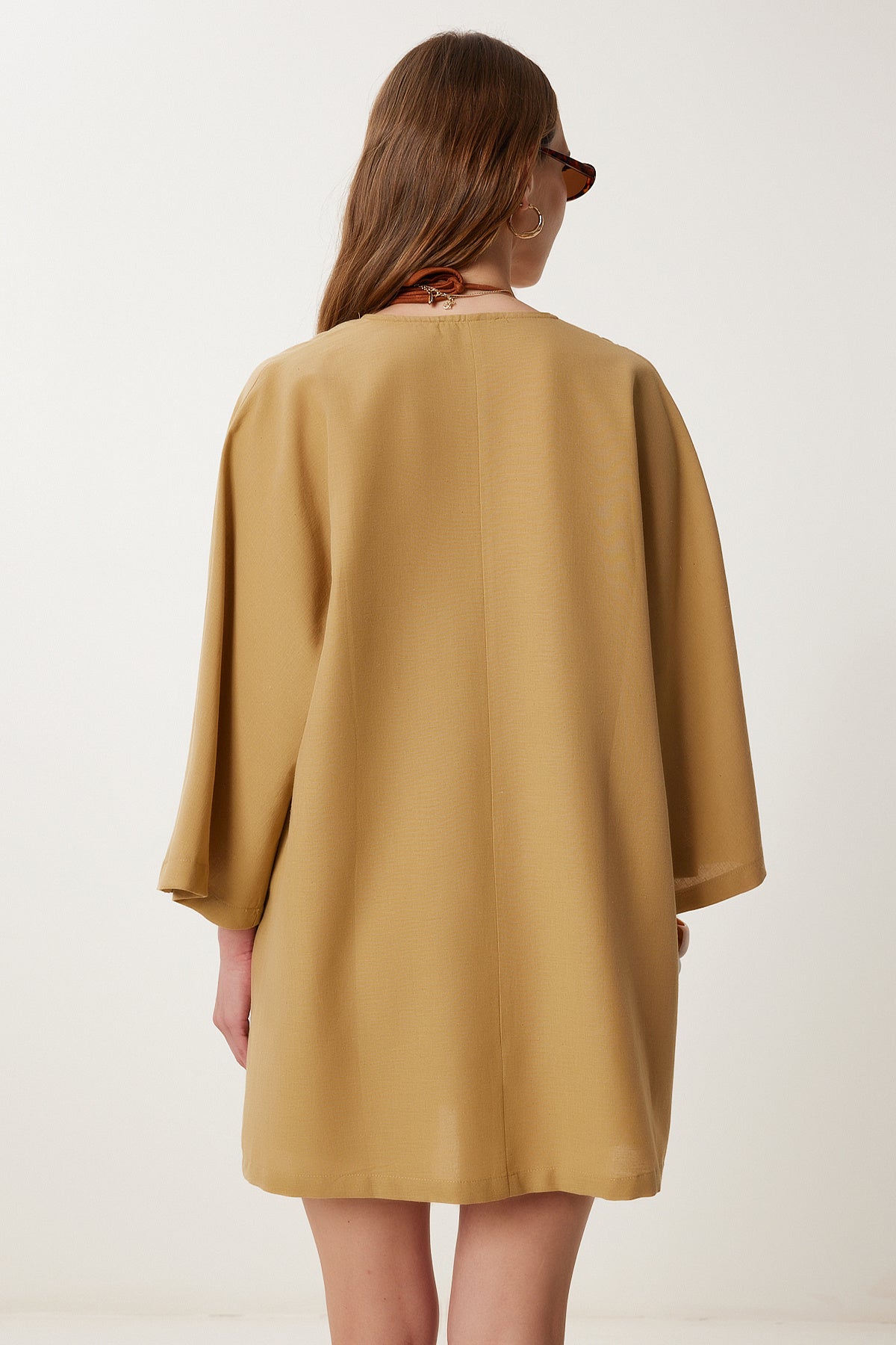 Camel Keten Kimono Şort Takım WF00105