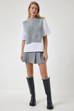Gri Süveterli Örme T-Shirt DP00201