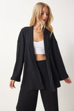 Siyah Dokulu Örme Kimono Pantolon Takım RG00046
