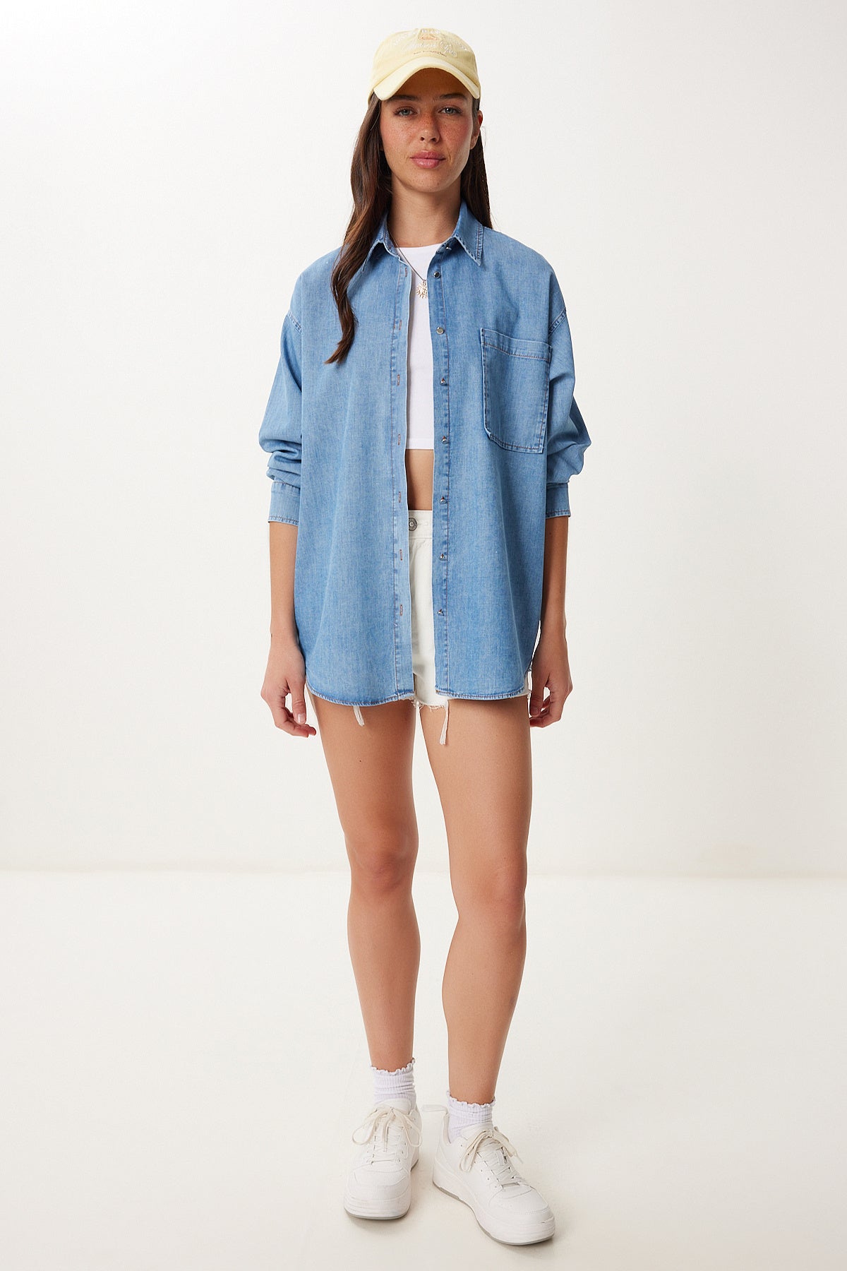 Açık Mavi Cep Detaylı Denim Gömlek MX00221