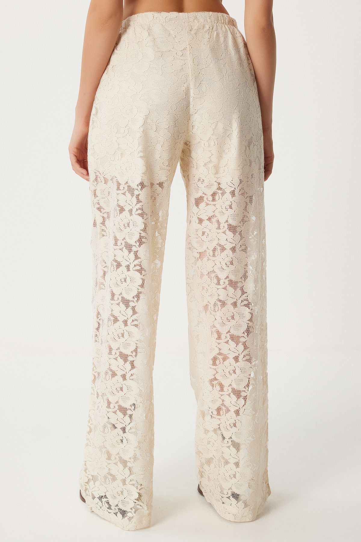 Krem Dantel Transparan Bol Pantolon UL00051