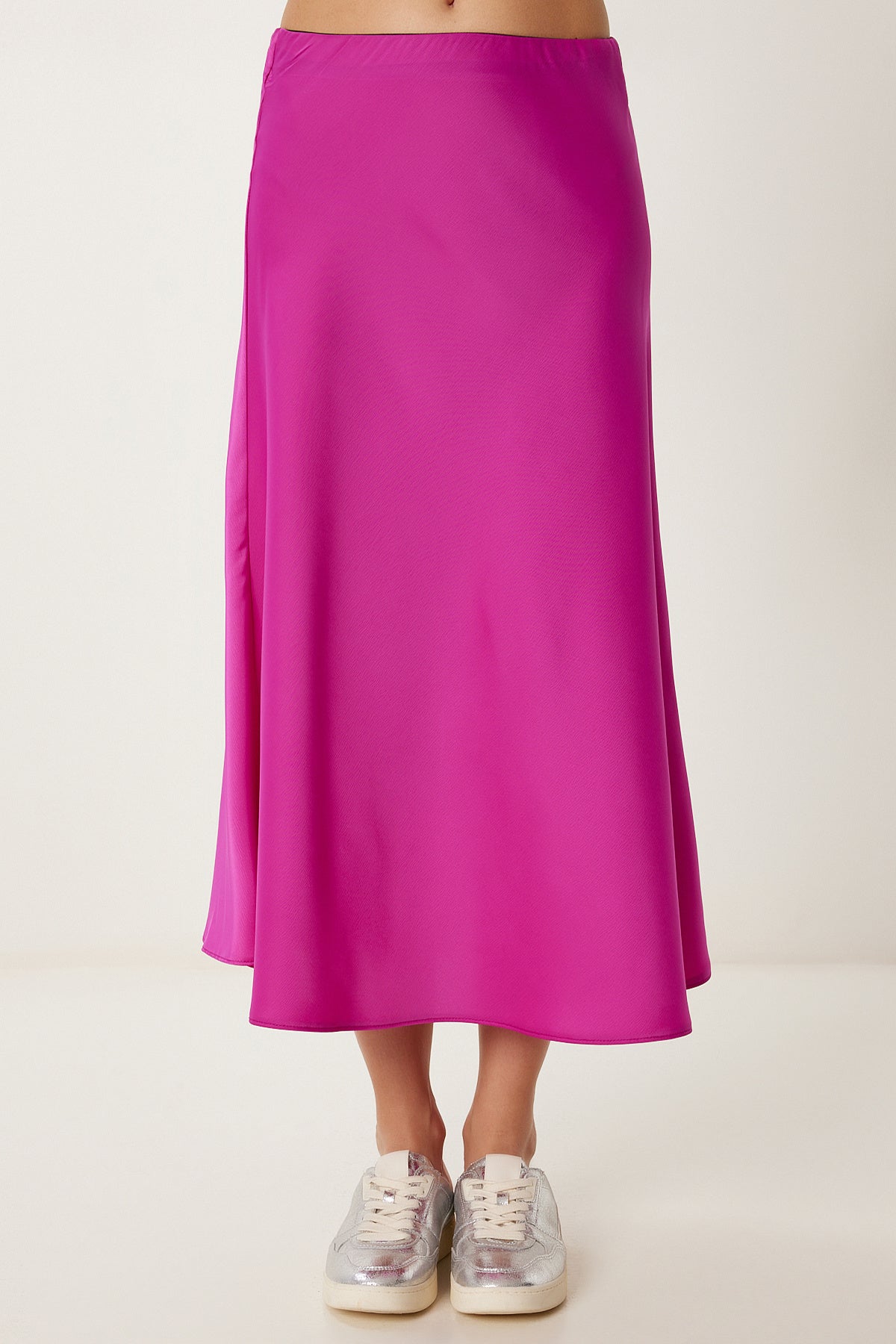 Koyu Pembe Midi Saten Etek DP00260