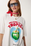 Ekru Baskılı Pamuklu Örme T-Shirt YY00239