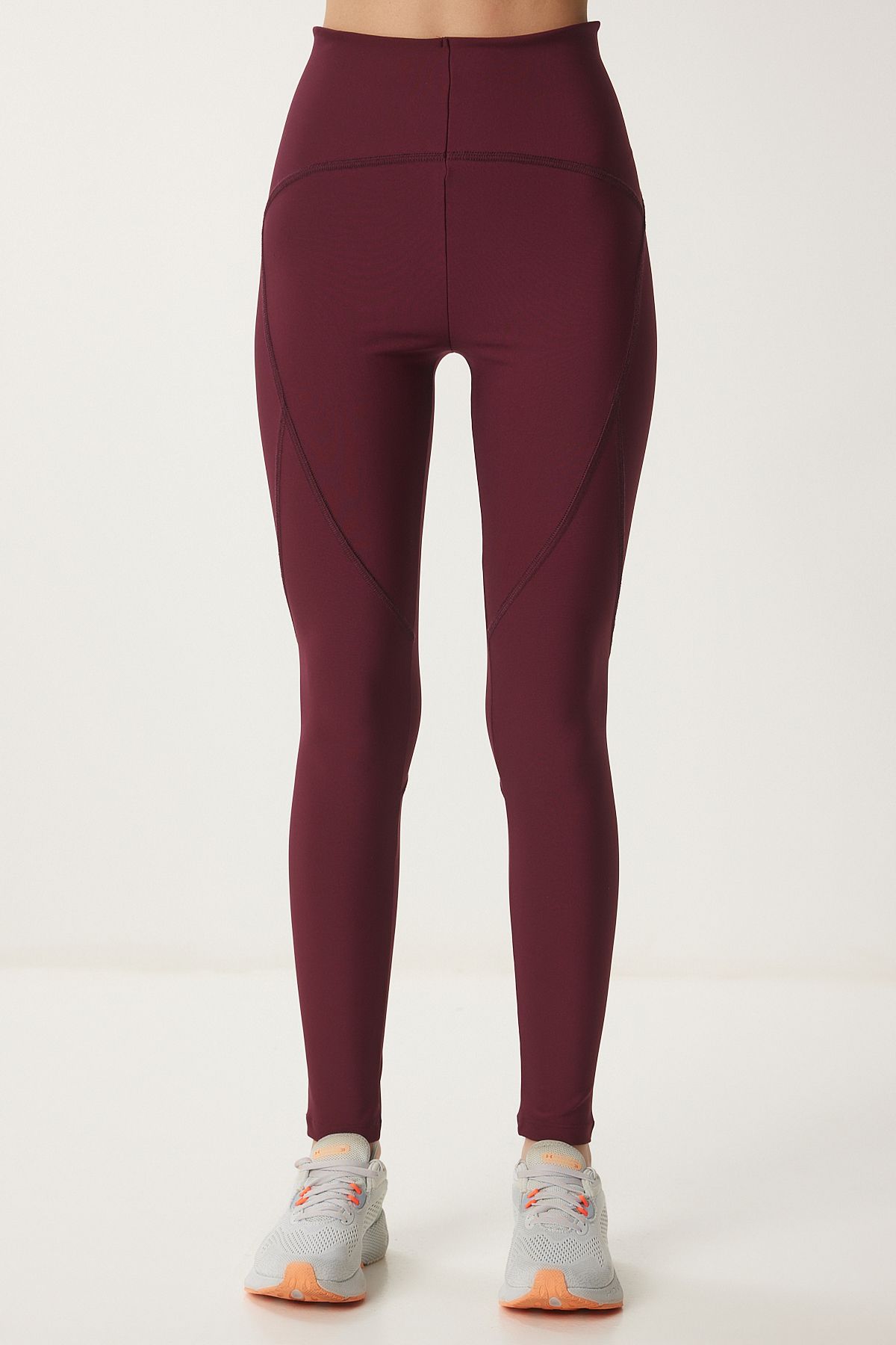 Bordo Toparlayıcı Örme Spor Tayt VX00006