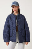 Lacivert Cepli Oversize Kapitone Mont DZ00098