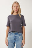 Füme Pamuklu Basic Örme T-Shirt AG00001