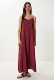 Bordo Askılı Basic Yazlık Modal Elbise FN03474