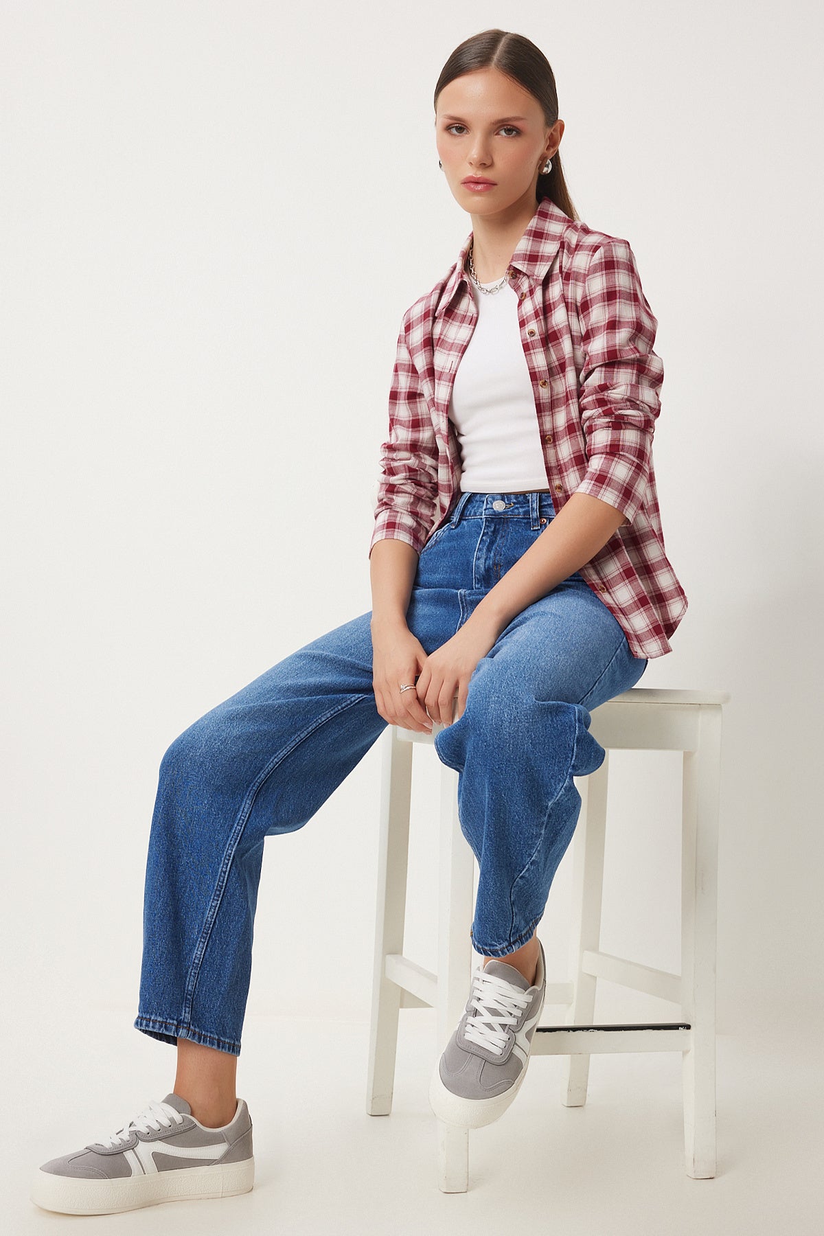 Mavi Yüksek Bel Baggy Jean UT00022