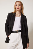 Siyah Vatkalı Dokuma Blazer Ceket HL00005