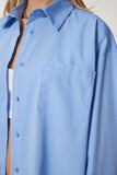 Mavi Oversize Uzun Dokuma Gömlek BP00167