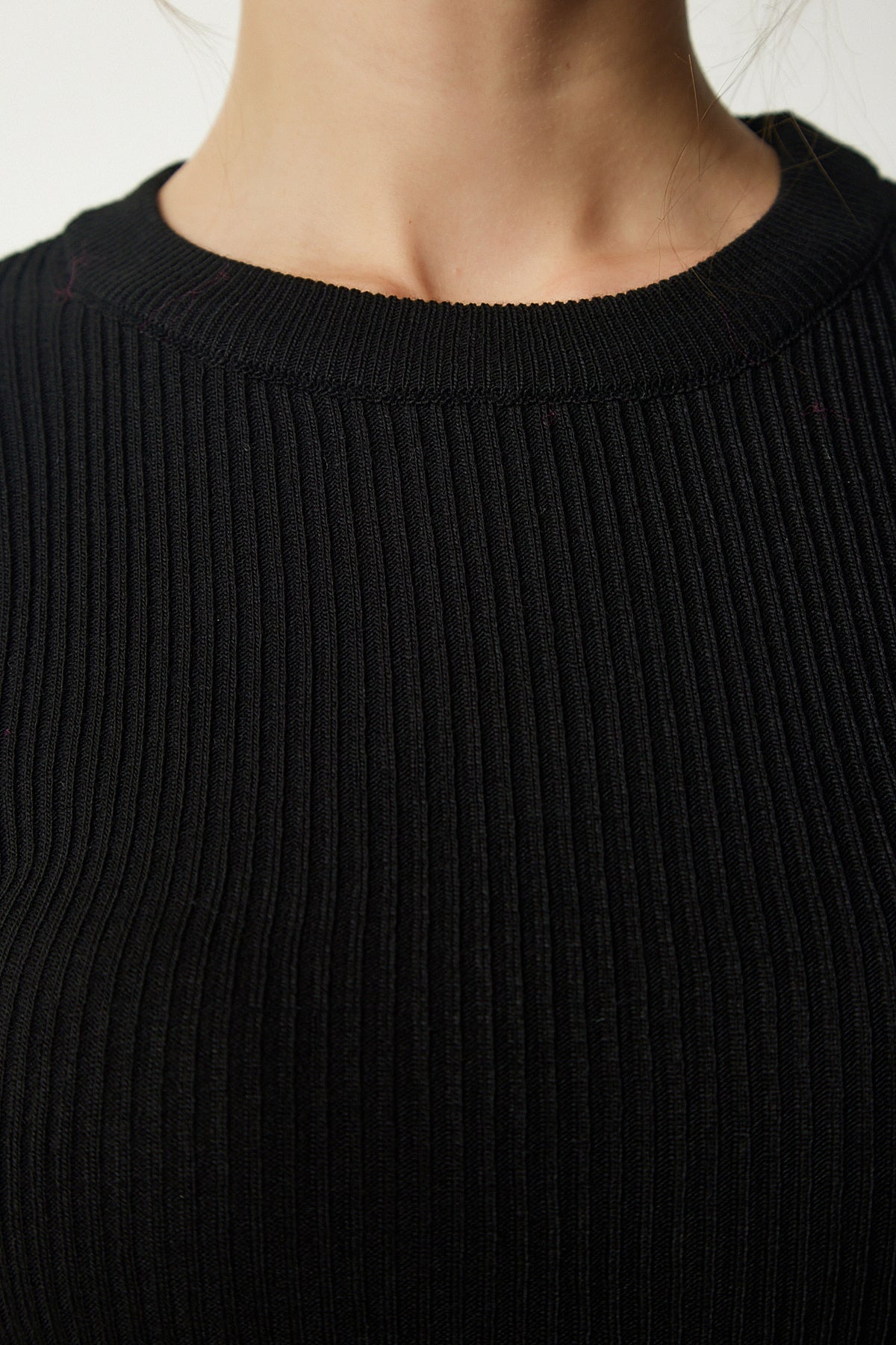 Siyah Fitilli Crop Triko Kazak PF00026
