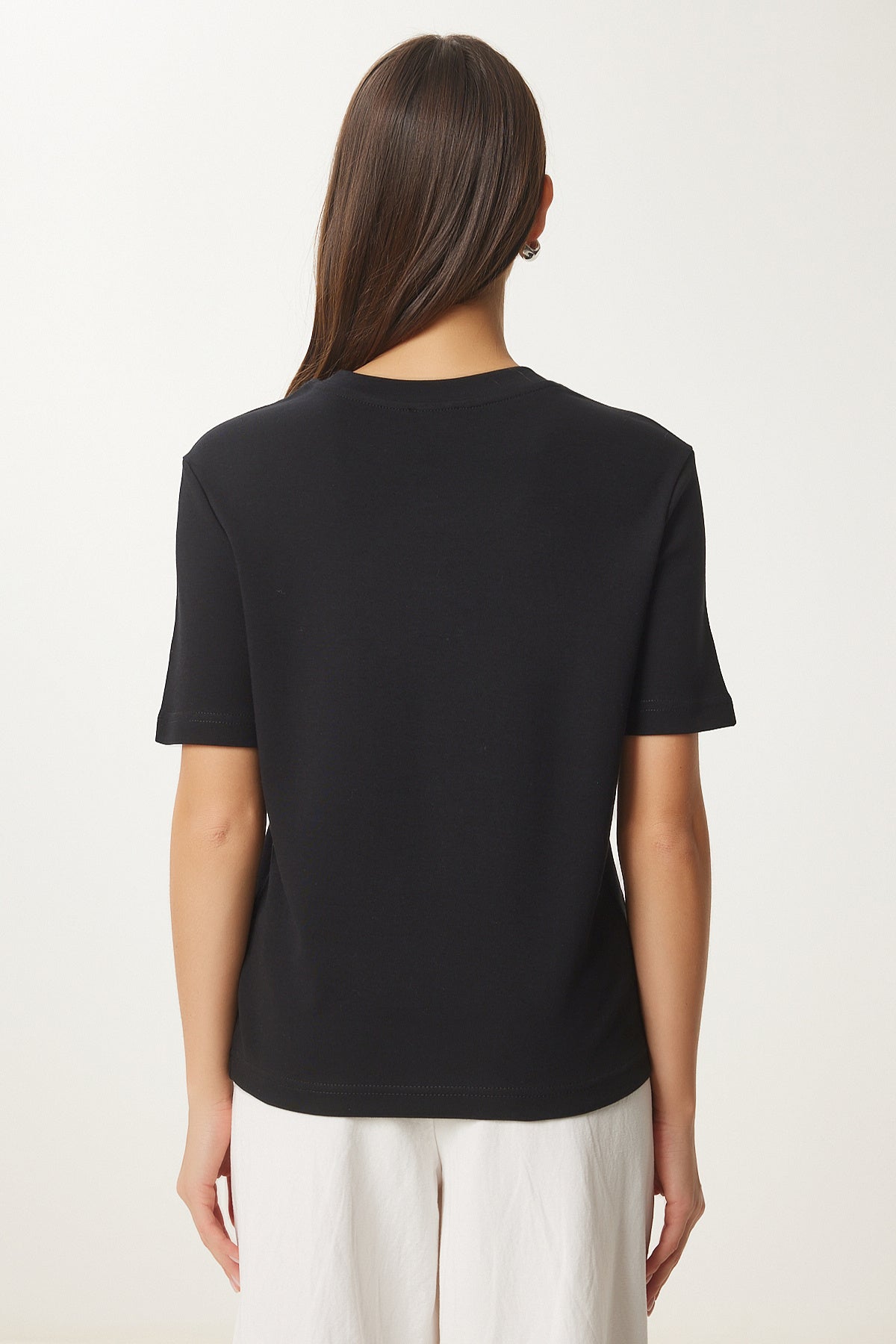 Siyah Füme 2'Li Paket Pamuklu Basic Örme T-Shirt AG00002