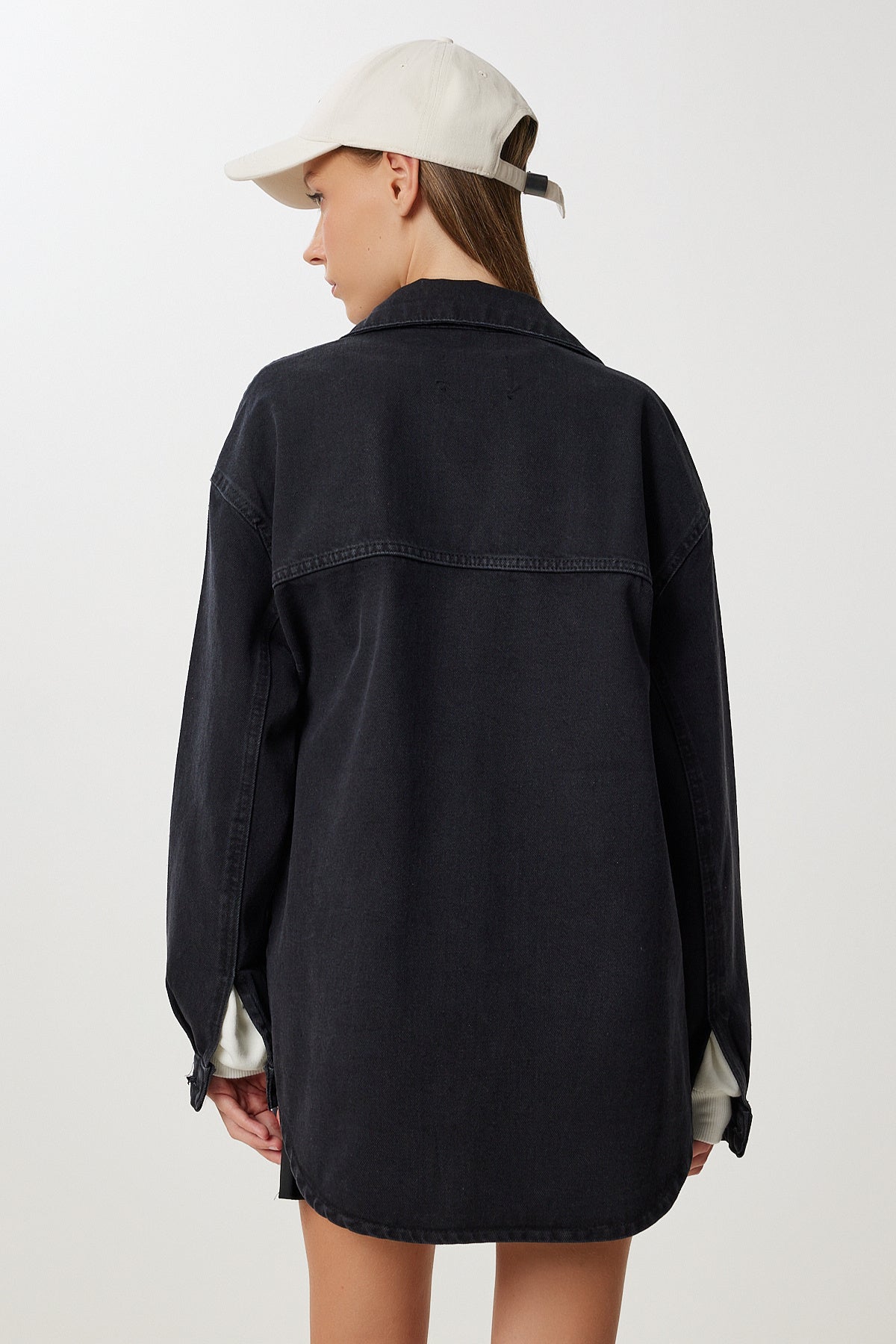 Siyah Cepli Oversize Denim Ceket VC00010