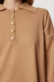 Camel Polo Yaka Şık Düğmeli Triko Kazak Kİ00161
