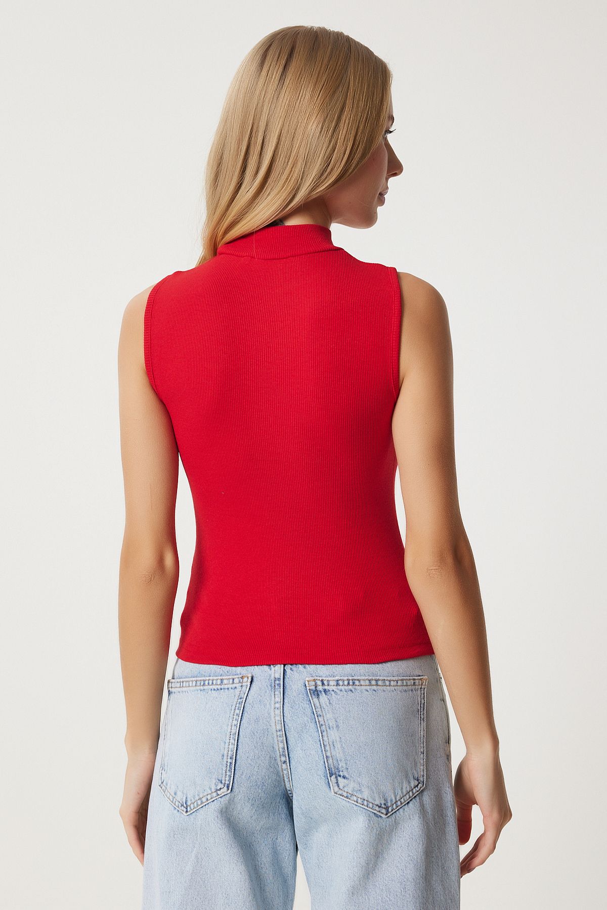 Kırmızı Boğazlı Pamuklu Örme Bluz GT00004