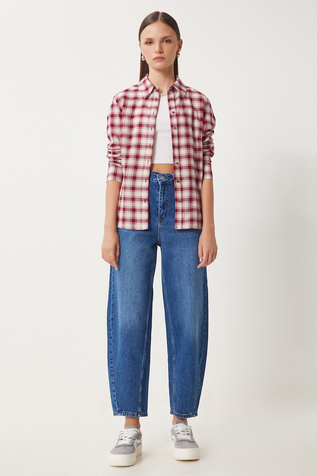 Mavi Yüksek Bel Baggy Jean UT00022