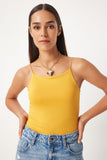 Koyu Sarı İp Askılı Örme Body Bluz LD00018