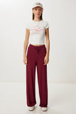 Bordo Cepli Geniş Paça Örme Pantolon UB00470