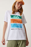 Beyaz Renkli Baskılı Oversize Örme T-Shirt WO00034