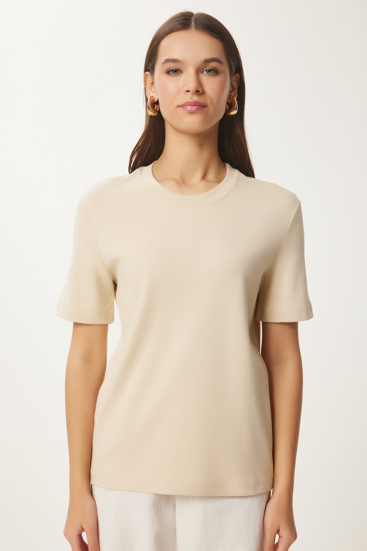 Bisküvi Pamuklu Basic Örme T-Shirt AG00001