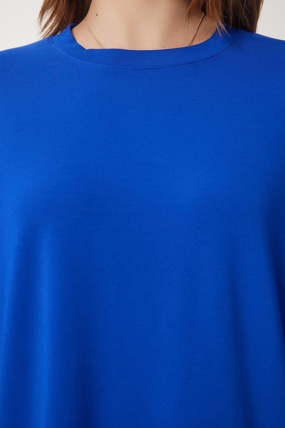Koyu Mavi Oversize Örme T-Shirt Pantolon Takım FN03452