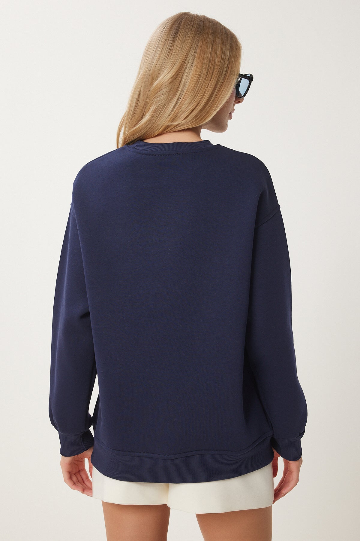 Lacivert Ayıcık Armalı Şardonlu Örme Sweatshirt WE00001