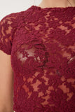 Bordo Dantelli Esnek Crop Bluz KH00094